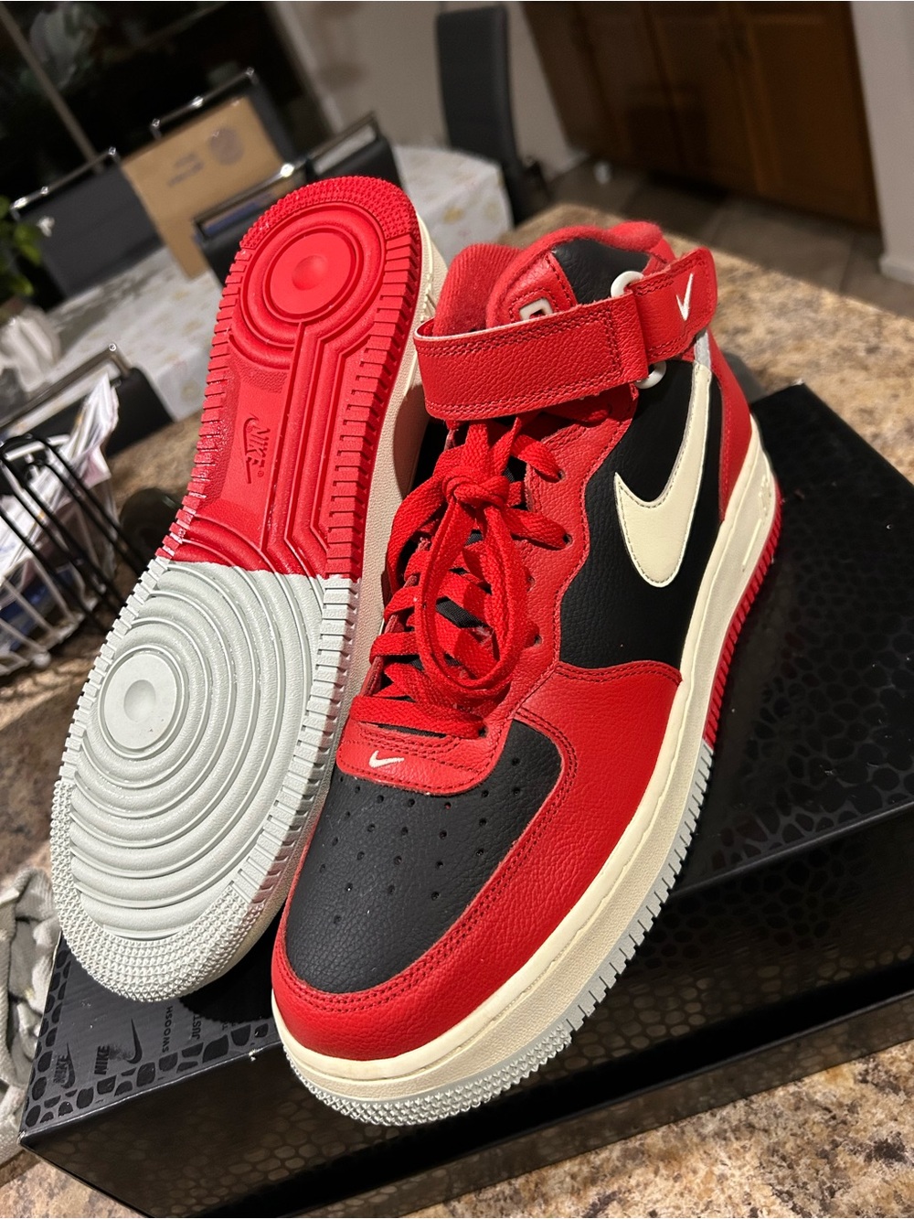 Nike - Air Force 1 Mid LV8 'Split Black Red Men’s Shoes Size 11 New /No Box